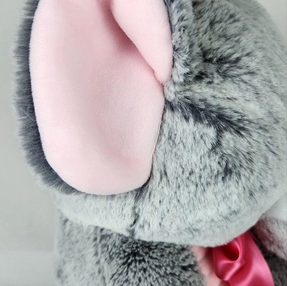 KELLYTOY GRAY & PINK STUFFED ANIMAL ELEPHANT 14" PLUSH w/HEART ON FOOT - Picture 7 of 10
